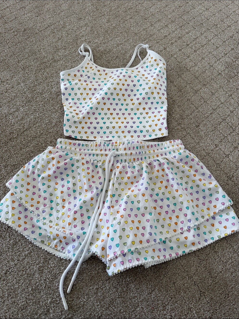 Roller Rabbit x Target White Girls' Heart Print Tank Top & Shorts Set- size XS